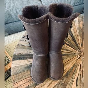 UGG Bailey Button Triplet II Tall Boots Chocolate Brown Sz 8
